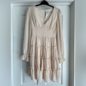 Altar’d State Cream Coquette Textured Ruffle Short Dress